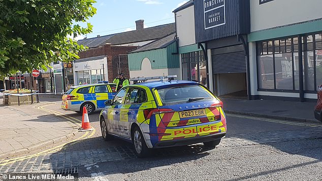 Lancashire Police cordoned off Moor Street in Ormskirk after double stabbing in town