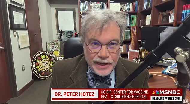 Dr. Peter Hotez, pictured above, spoke on MSNBC warning of the dangers posed by infectious diseases.