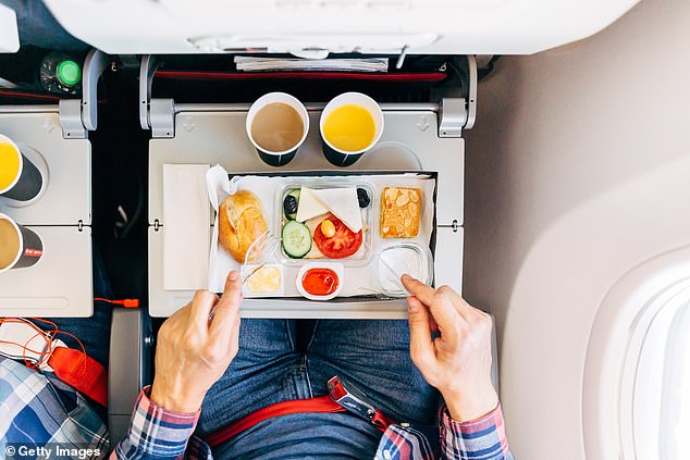 Most users said they eagerly ate their food mid-flight (file image)