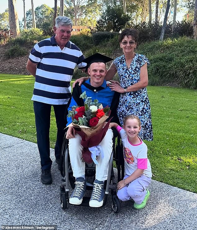 McKinnon celebrates her graduation with her oldest daughter Harriet Ann and her parents Scott and Kate.