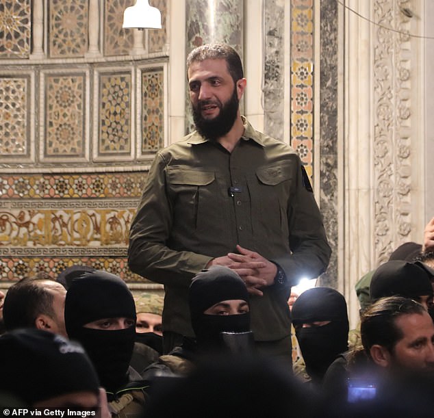 Captain Bashar al-Mashadani, a commander of the Revolutionary Command Army (RCA), also alleged that America coordinated communications between the RCA and fighters from the HTS, which is led by Syrian interim leader Mohammed al-Jolani (photo on December 8 2024).