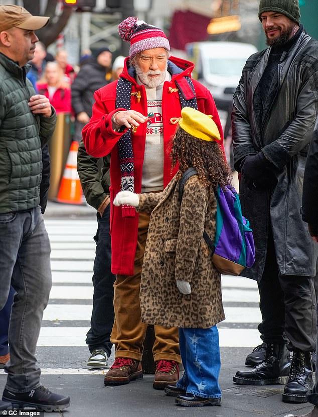 The actor began filming the upcoming Christmas hit earlier this week, showing off his striking beard and white eyebrows.