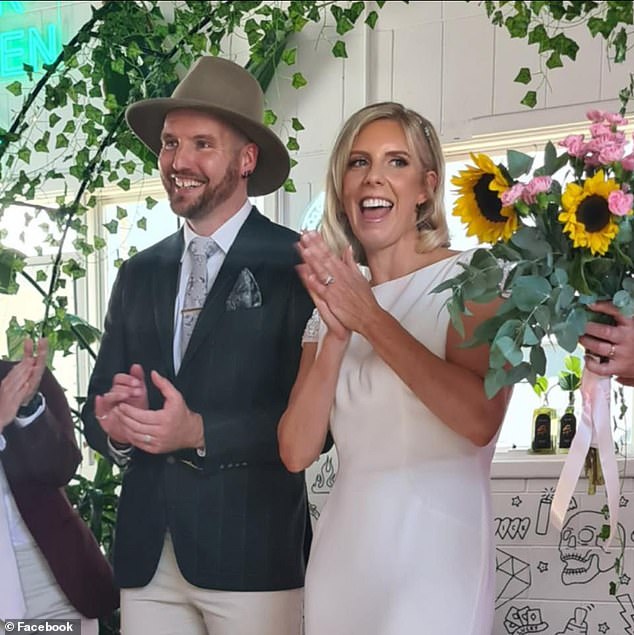 In the photo, the couple on their wedding day.