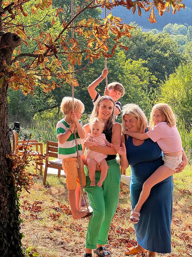 Bryony with her best friend Laura and her children.