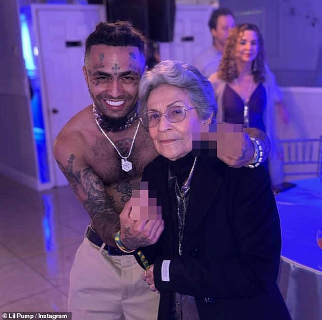 Bizarre moment shirtless rapper Lil Pump performs for his grandma