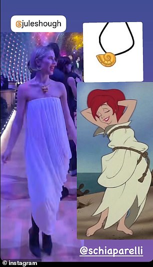 On Thursday, she played Ariel from Disney's The Little Mermaid in her initial Khaite NY two-piece look.