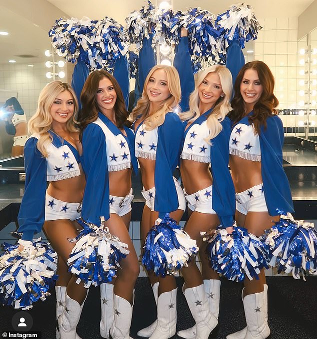 Marissa (second from right) has been a Dallas Cowboys cheerleader since 2022.