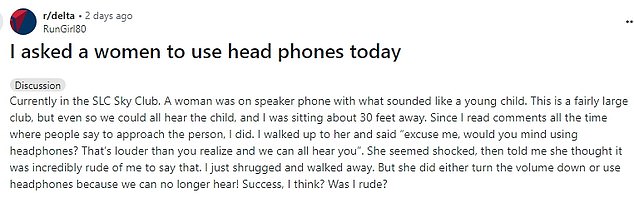 The frequent traveler took to Reddit to detail the shocking situation in which he begged a woman to lower the volume on her phone call.