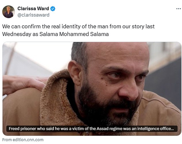 CNN journalist Clarissa Ward confirmed the real identity of the released prisoner in an X-post