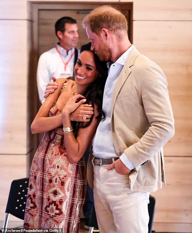 It is understood that Prince Harry and Meghan Markle also have a second private Christmas card for friends and family. Pictured during his visit to Colombia in August.