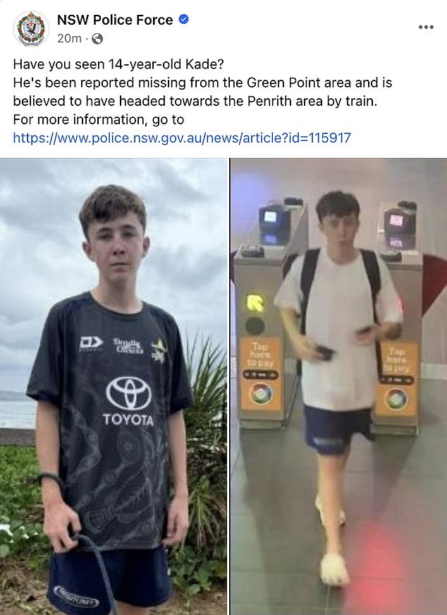 NSW Police had been appealing to the public for information about the 14-year-old's whereabouts after he went missing.