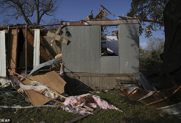 A mobile home was damaged after a tornado ripped through Katy, Texas, on Saturday