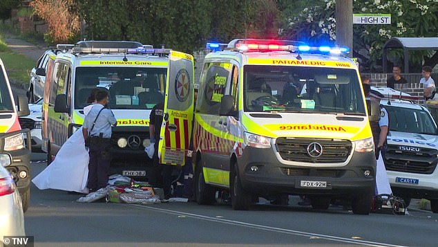 Paramedics (pictured) treated David Khou, 31, for gunshot wounds at the scene but were unable to revive him.