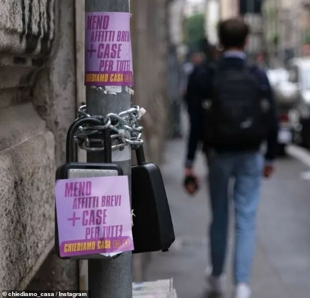 Residents of Milan and Florence are protesting Airbnb by placing stickers on the key boxes that allow tourists to access their rented accommodations.