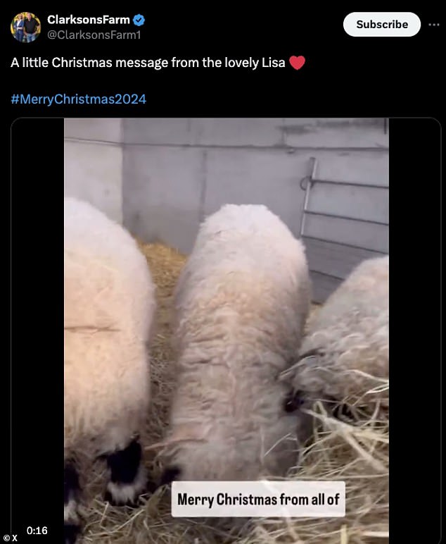 On X, formerly Twitter, Lisa Hogan posted a short video of the Cotswolds farm she runs with the former Top Gear presenter along with a thoughtful speech to her many fans.