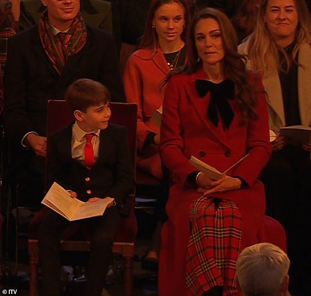 As the royal listened to the poem The Kindness of Trees, Louis looked at his mother to see her reaction.