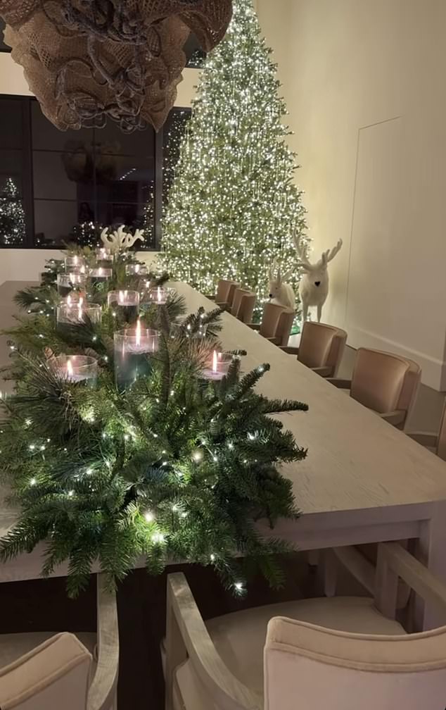 Followers didn't like that Khloé had candles burning next to pieces of her Christmas tree garland used as decoration in the center of her dining room table