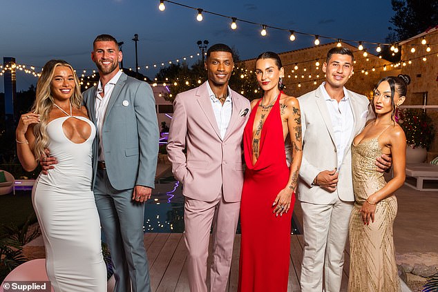 Love Island Australia 2024 Finalists (LR): Kaylah and Erich; Mercedes and Em; Nico and Mia