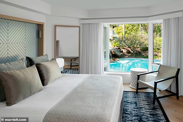 While the idyllic photographs on the hotel's website advertise a tidy room with a private balcony overlooking serene man-made lagoons, the reality is more enticing. Photo: Queen of the lagoon