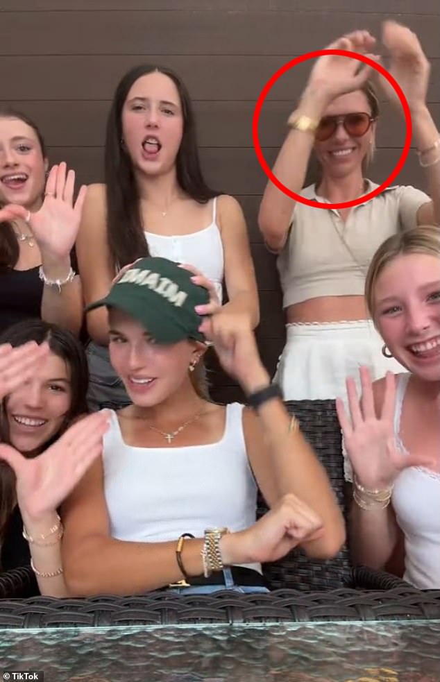 Anderson (circled above) appeared in a TikTok video with Kai Trump in August, featuring Don Jr.'s eldest daughter. announced her verbal commitment to play golf at the University of Miami