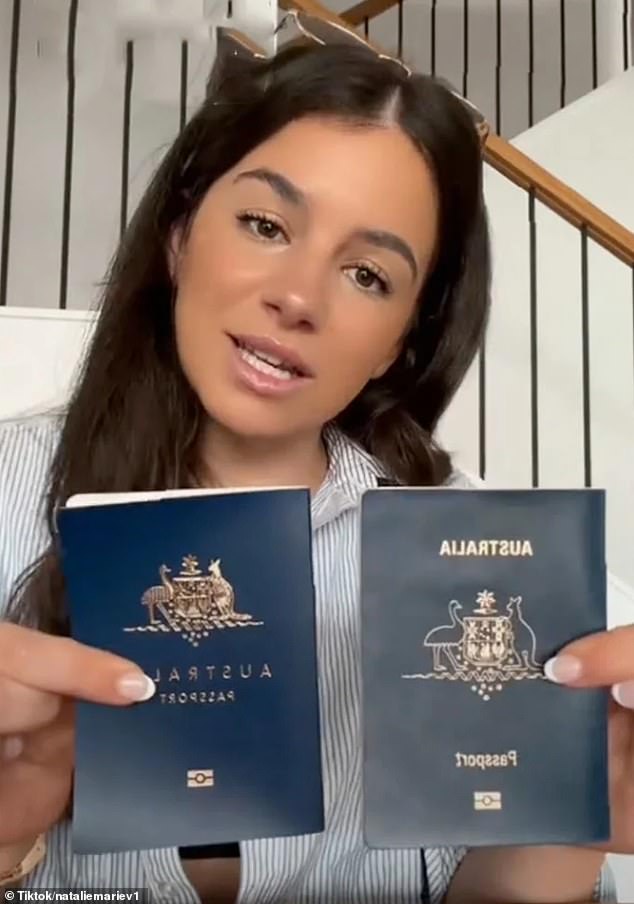 Natalie Vellozzi, 28, (pictured) compared her new passport (left) with her old one (right) and found the new model to be 