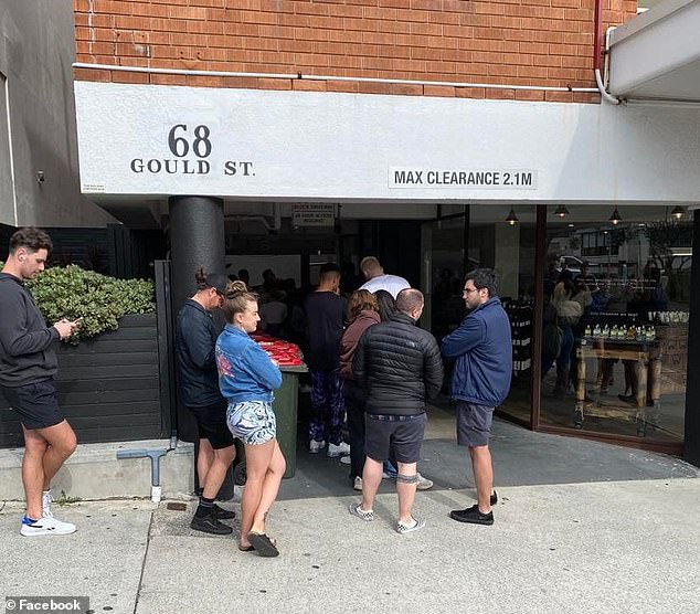 Last year, the former head of the millionaire CEO lobby group called for record immigration as tenants struggled to find somewhere to live (pictured, a Bondi rental queue)