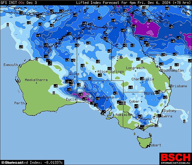 An incoming rain bomb will devastate large areas of Australia in the coming days