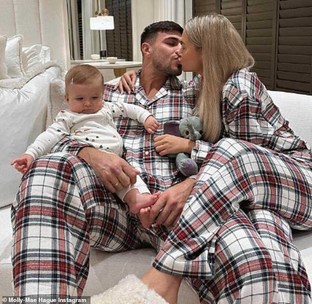 It marked a drastic change from last Christmas Eve, which she celebrated with her ex-fiancé Tommy Fury and daughter Bambi (pictured December 24, 2023).