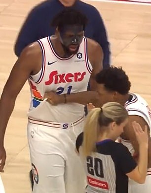 Teammates intervened to try to get Embiid to maintain his composure.