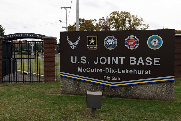 A spokesperson for Joint Base McGuire-Dix-Lakehurst (pictured) in Broadhurst County claims the increased drone incidents are related to attempts to smuggle contraband into a federal prison within the base's perimeter.