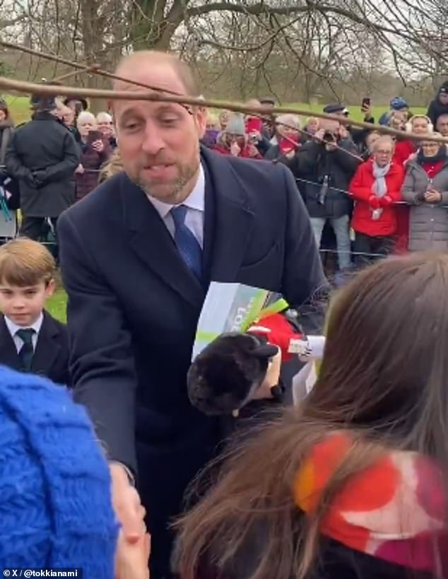 The Prince of Wales, 42, officially adopted dad mode as he greeted friendly well-wishers.