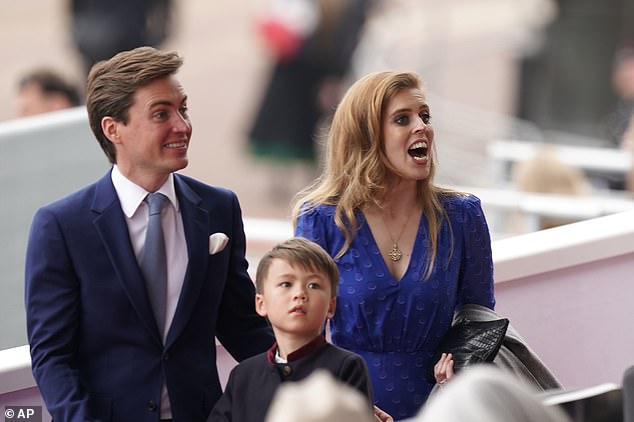 Princess Beatrice's stepson Wolfie made his first official appearance at a royal family event when he joined Beatrice and Edo at the Platinum Jubilee parade today.