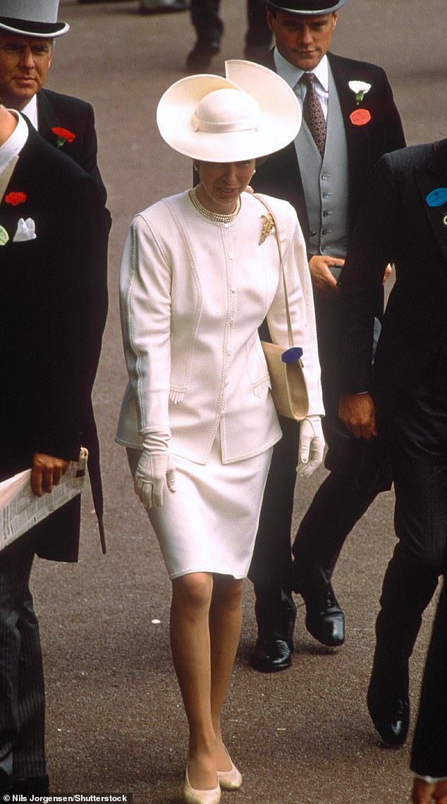 The Princess Royal wore the same suit and skirt as her wedding outfit months earlier at Royal Ascot in June 1992