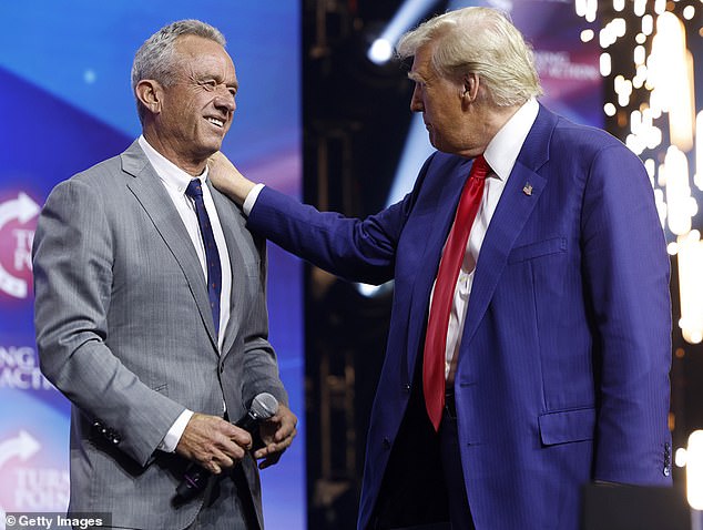 RFK Jr. and former President Donald Trump in a campaign demonstration