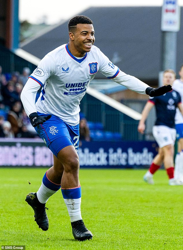 Hamza Igamane celebrates scoring an early goal in the win against Ross County at Dingwall