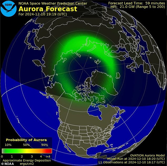 This next burst of plasma and solar radiation could also bring the Northern Lights to parts of the northern US, although the chances of visibility are low.