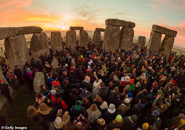 The new research comes one day before the winter solstice, the shortest day of the year when thousands of people flock to Stonehenge (pictured in 2021).