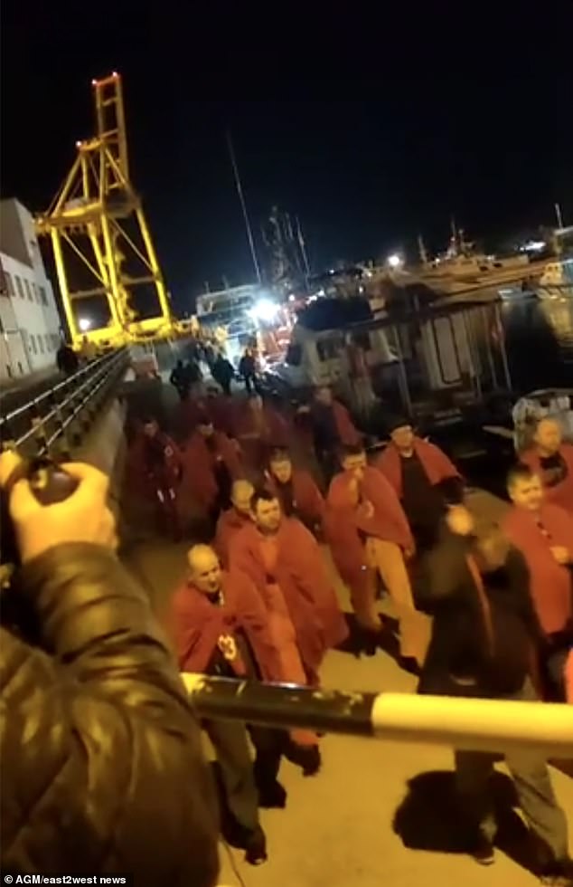 Images show sailors rescued from the Big Dipper after an incident in the Mediterranean