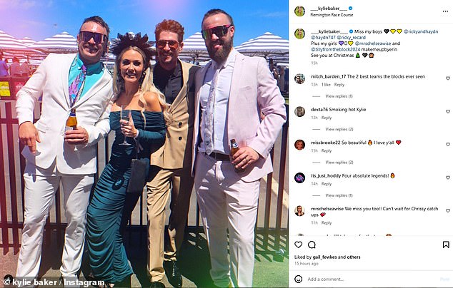 Kylie recently shared a photo on Instagram of herself, her husband Brad, and fellow contestants Ricky Recard and Haydn Wise at the Melbourne Cup last month.