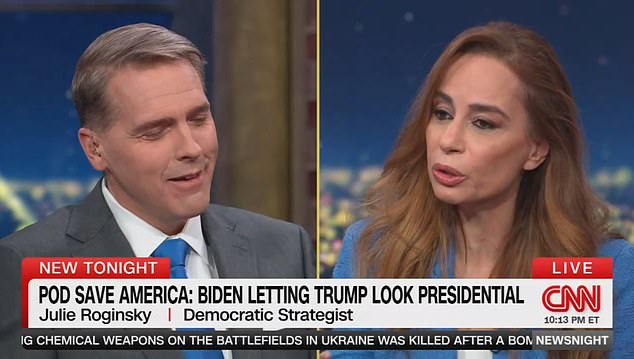 The comment was aired Tuesday toward Republican strategist Scott Jennings (left) by prominent Democratic strategist Julie Roginsky, both of whom are regular contributors to the network.