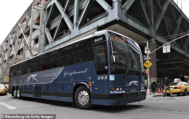 He is said to have arrived at the Port Authority bus terminal in Manhattan aboard a Greyhound bus, similar to the one seen here, after a 20-hour journey from Atlanta.