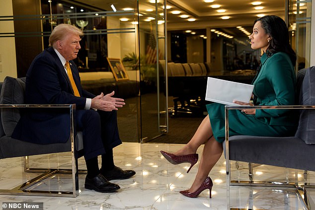 President-elect Donald Trump (left) spoke with NBC News host Kristen Welker (right) for his first post-election interview, which aired on Meet the Press on Sunday, December 8, 2024