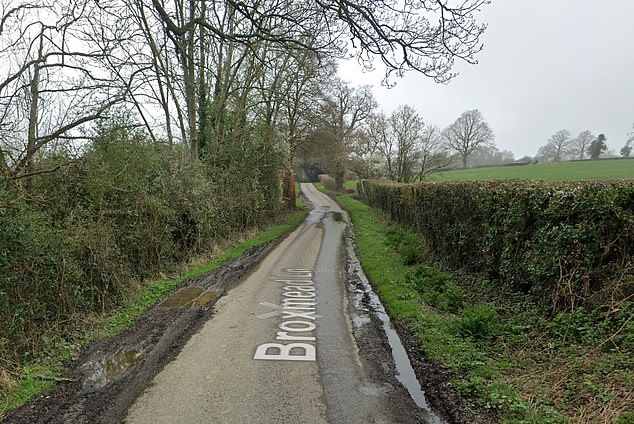 Part of Broxmead Lane near the village of Bolney. Their bodies were found in the brush along the road.