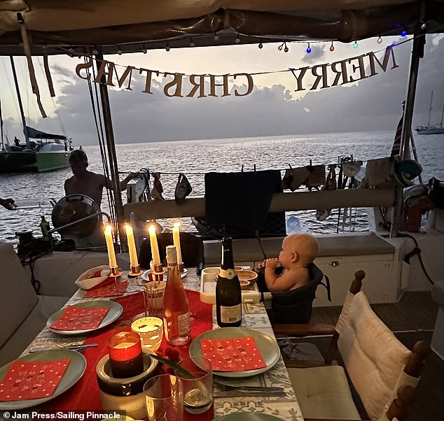 Christmas aboard Stephanie and Richard's yacht in 2023. The family shared how their Christmas is more minimal than others.