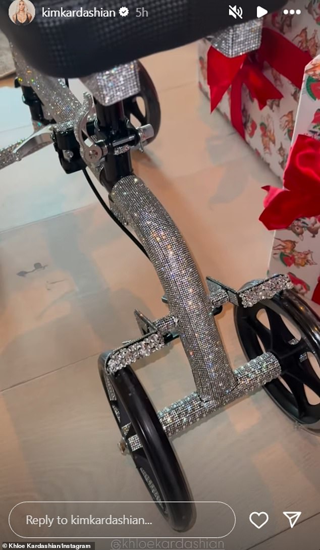 The Christmas Eve party took place just 18 days later; the star even shared the next day that her sister Khloe Kardashian gave her a dazzling scooter for her broken foot.