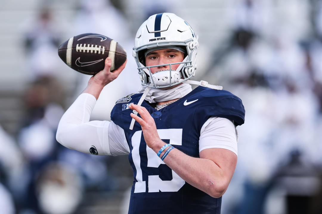 STATE COLLEGE, PA – DECEMBER 21: Drew Allar #15 of the Penn State Nittany Lions attempts a pass before the game against the Southern Methodist Mustangs at Beaver Stadium on December 21, 2024 in State College, Pennsylvania. (Photo by Scott Taetsch/Getty Images)