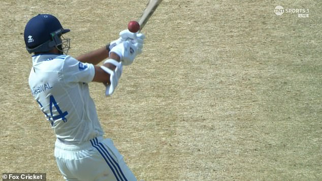 An on-field decision was overturned after Jaiswal appeared to pass a ball behind him to Alex Carey.