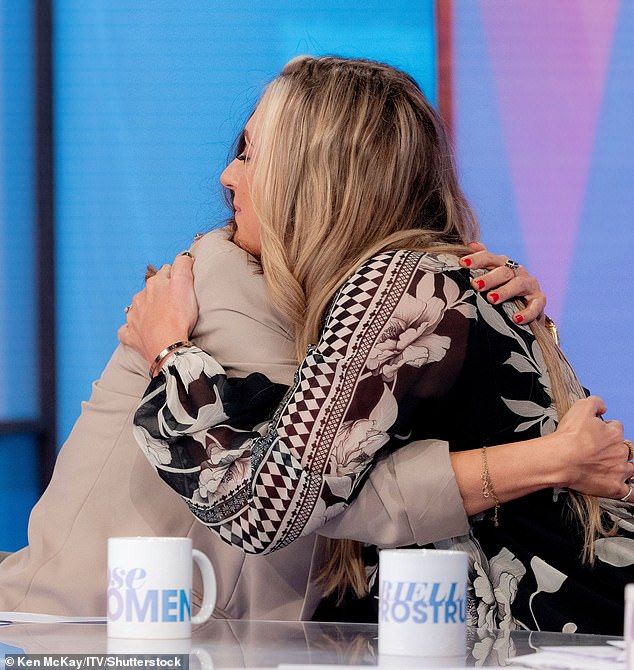 Dame Laure Kenny hugs Myleene Klass on Loose Women during an interview