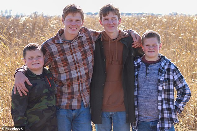 Lara Dahl lost two of her four sons, William and Harrison Dahls (pictured second and fourth from left), after a UTV (utility all-terrain vehicle) driven by her older child collided with a pick-up truck on January 7 in Wilmar, Minnesota. up. The Dahl brothers pictured from left: Drew, William, Gage and Harrison