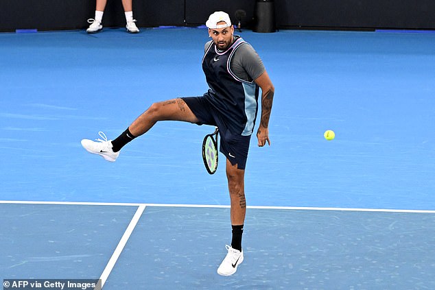 Kyrgios (pictured) was also defeated by Giovanni Mpetshi Perricard in the men's singles event.